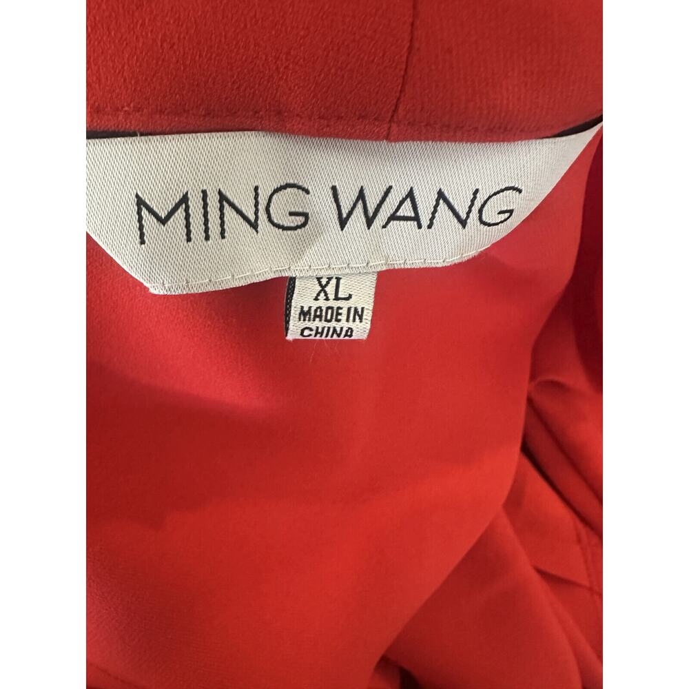Ming Wang Butterfly Sleeve Crepe de Chine Wrap Dress Poppy Red Women's Size XL - Picture 13 of 16